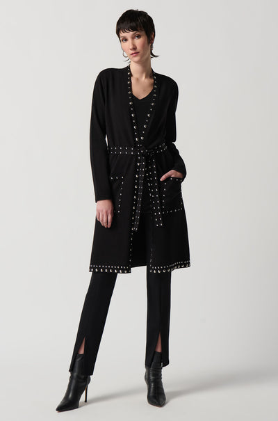 Joseph Ribkoff - Sweater Knit Coat with V-Shape Neckline