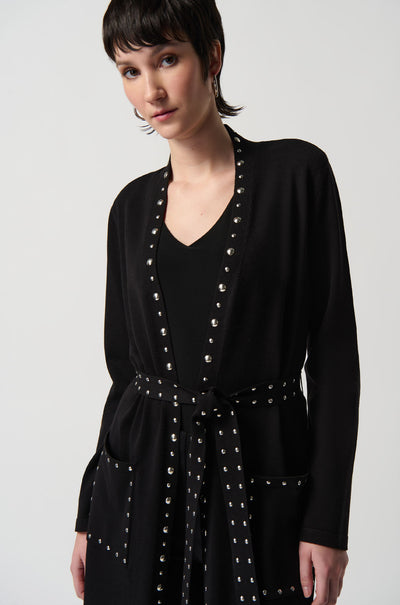 Joseph Ribkoff - Sweater Knit Coat with V-Shape Neckline