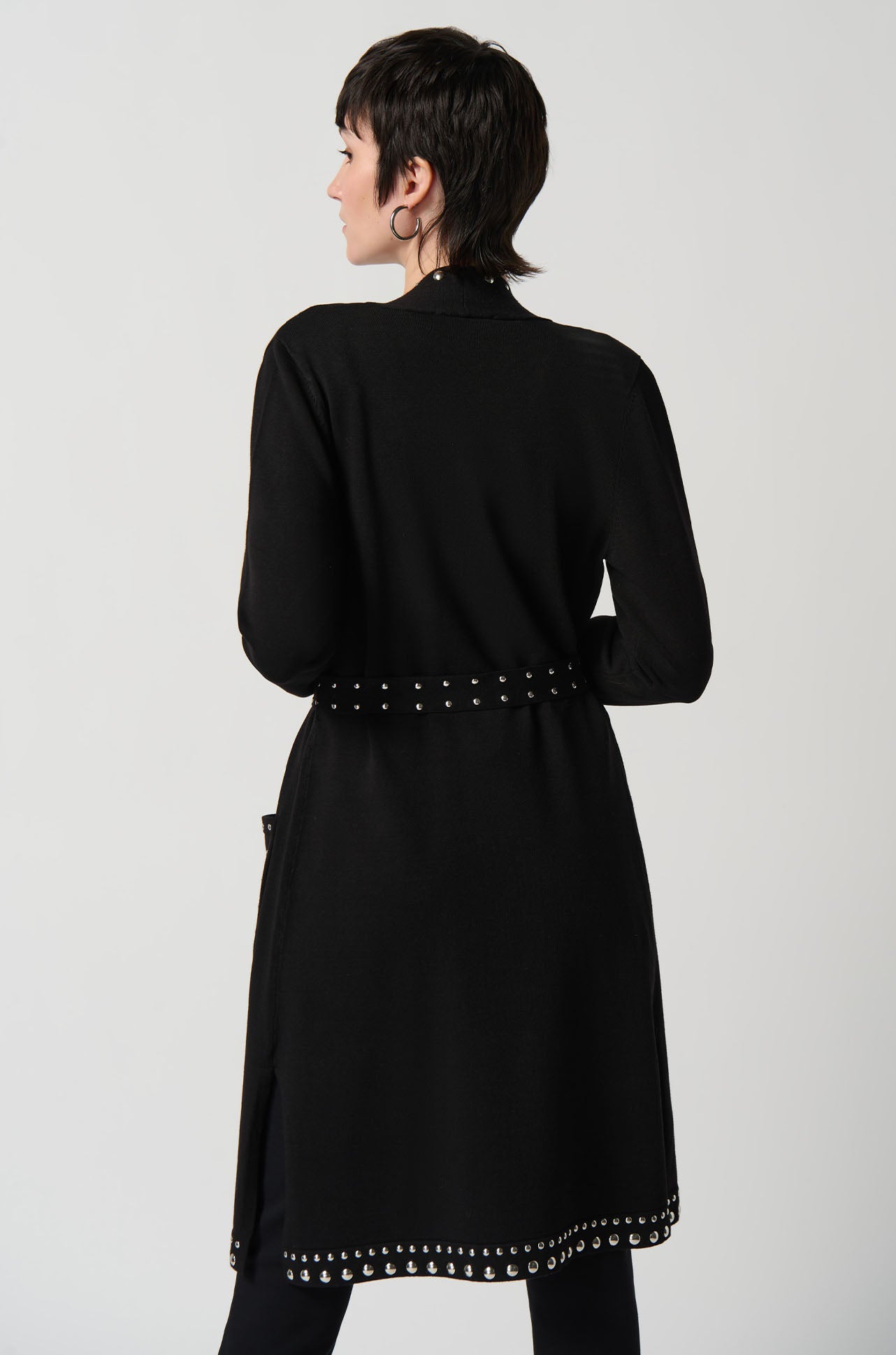 Joseph Ribkoff - Sweater Knit Coat with V-Shape Neckline