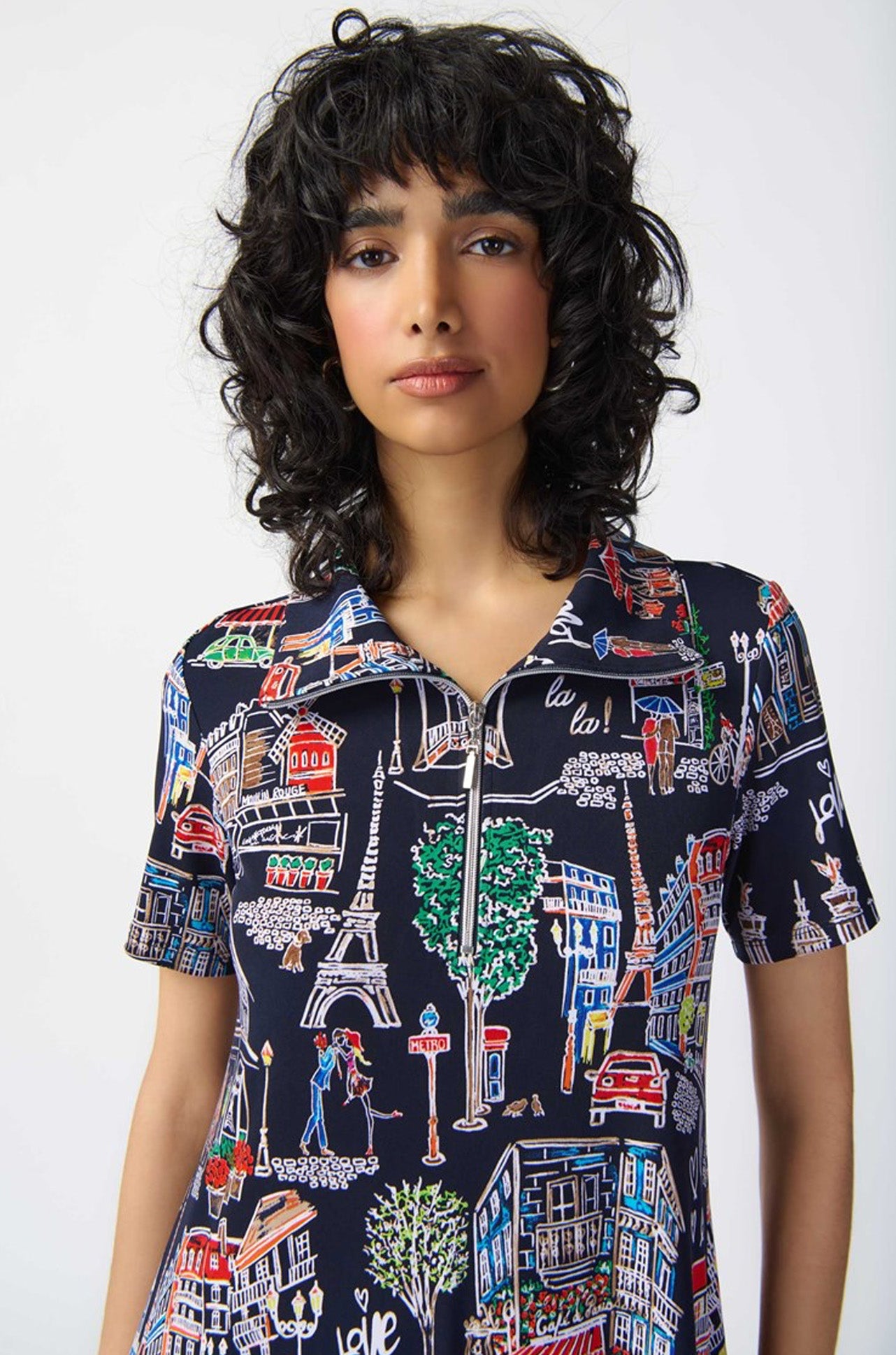 Joseph Ribkoff - Scenery Print Silky Knit Trapeze Dress