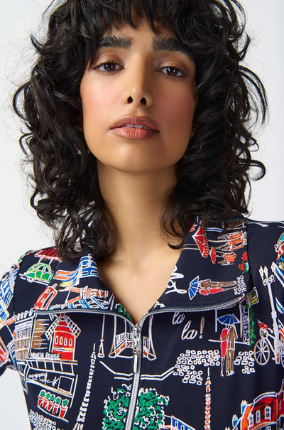 Joseph Ribkoff - Scenery Print Silky Knit Trapeze Dress