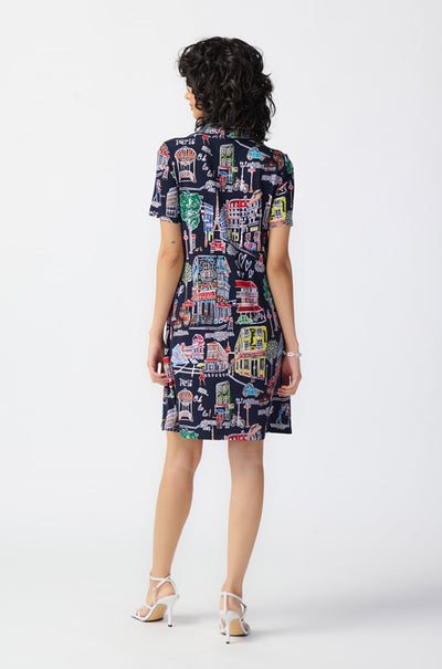 Joseph Ribkoff - Scenery Print Silky Knit Trapeze Dress