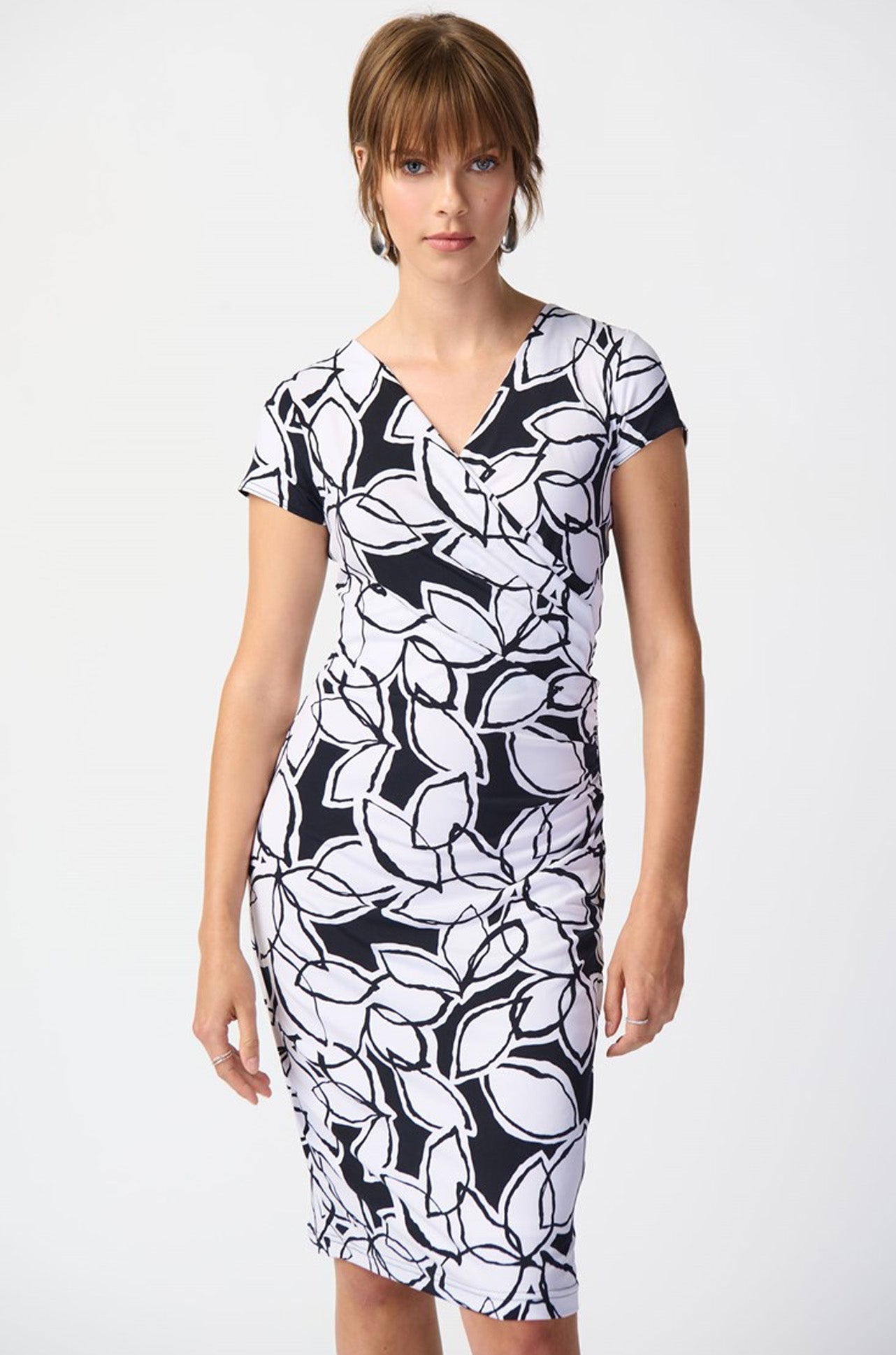 Joseph Ribkoff - Leaf Print Silky Knit Wrap Dress