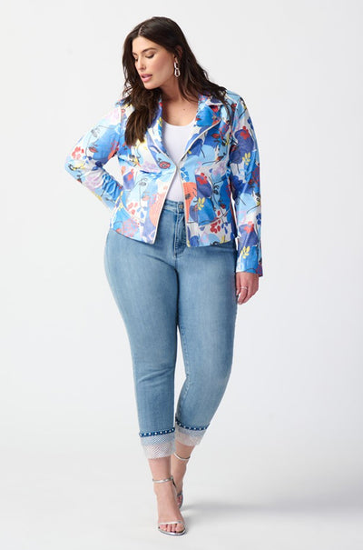 Joseph Ribkoff - Face Print Suede Moto Jacket