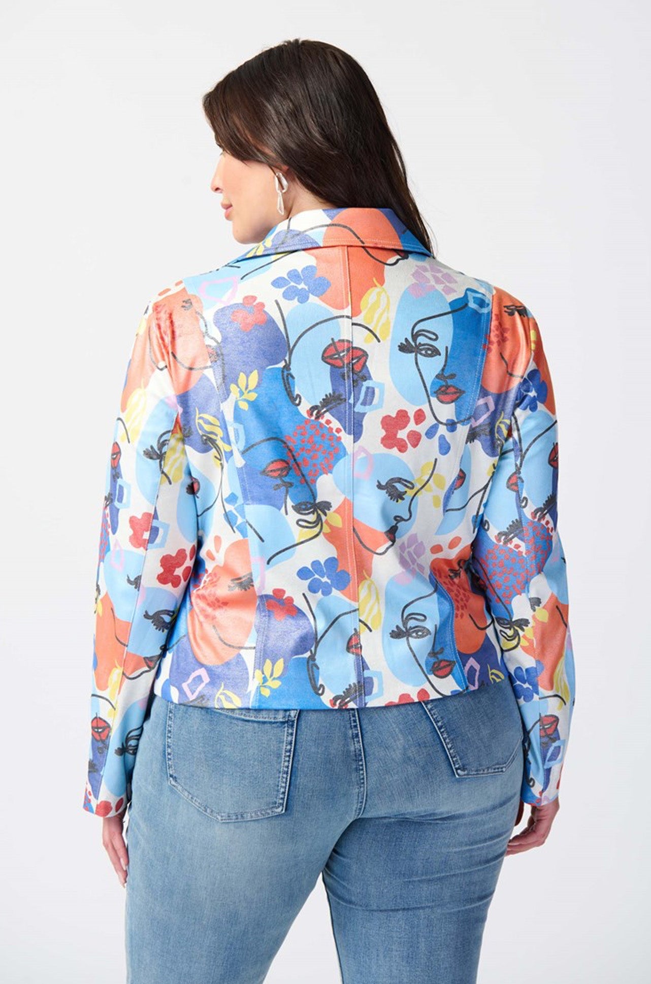 Joseph Ribkoff - Face Print Suede Moto Jacket
