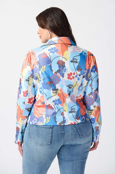 Joseph Ribkoff - Face Print Suede Moto Jacket