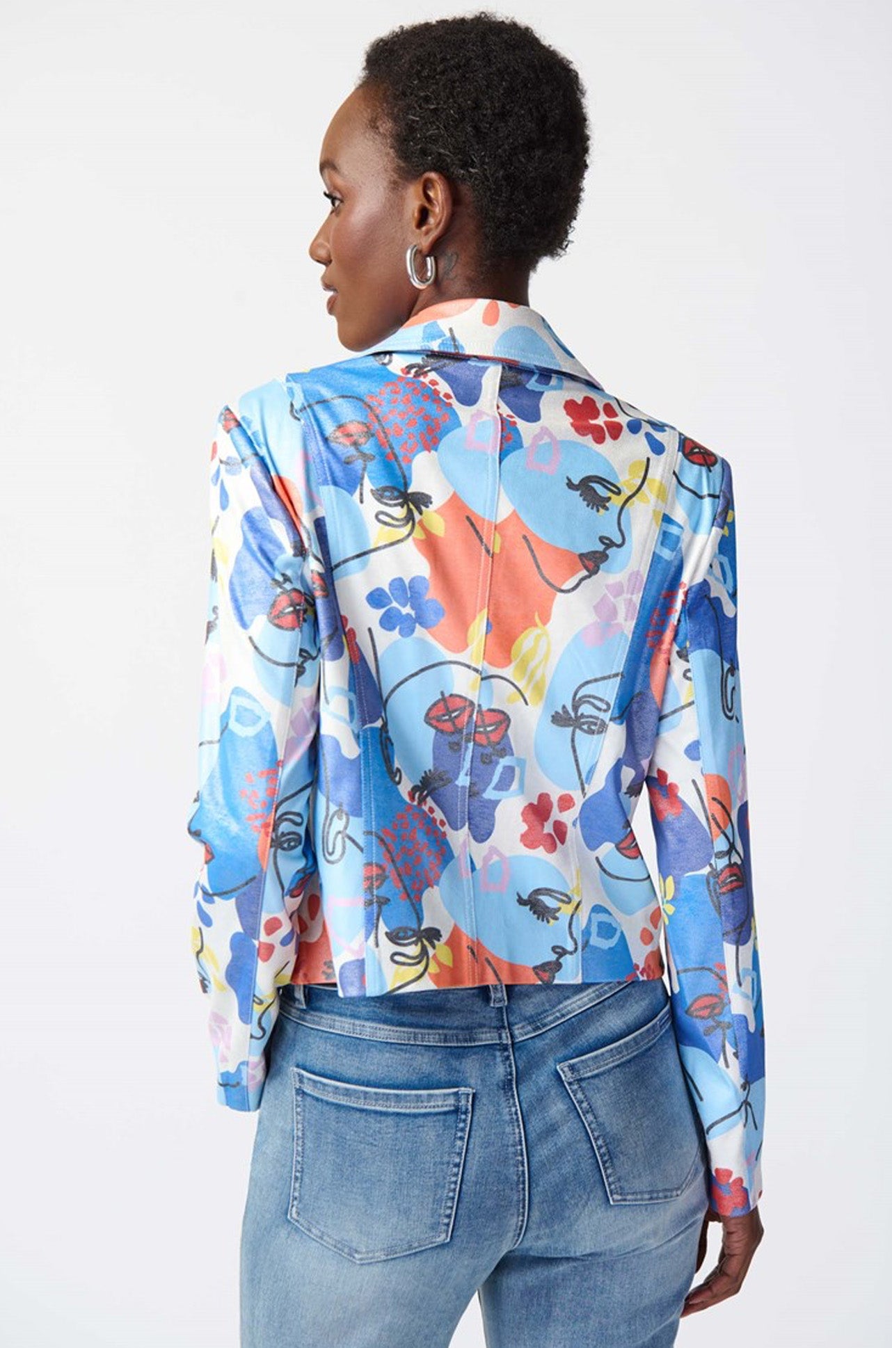 Joseph Ribkoff - Face Print Suede Moto Jacket