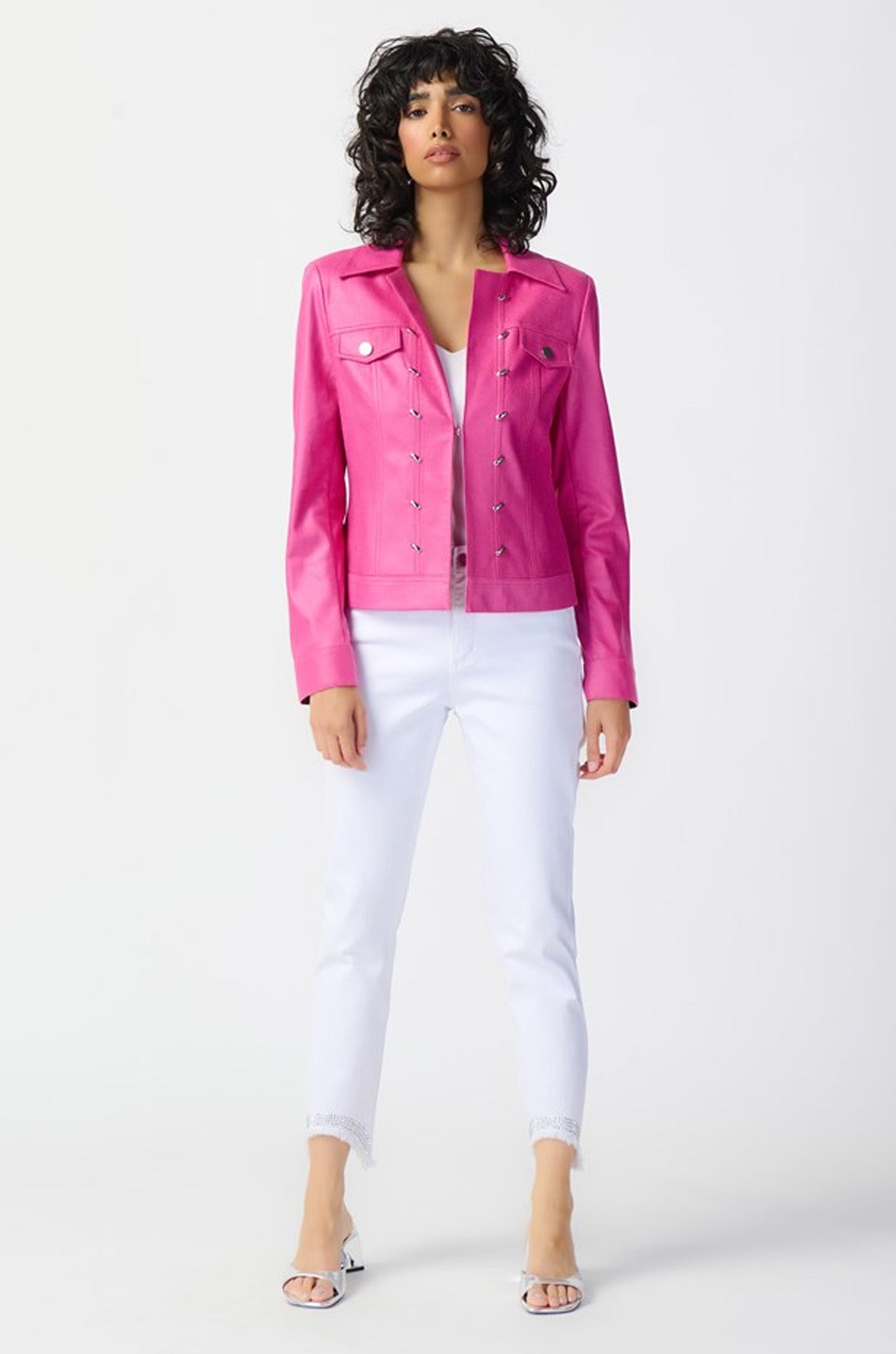 Joseph Ribkoff - Foiled Suede Jacket w/ Metal Trims