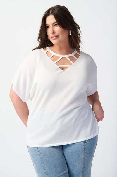 Joseph Ribkoff - Dry Yarn Sweater w/ Cut Out Neckline