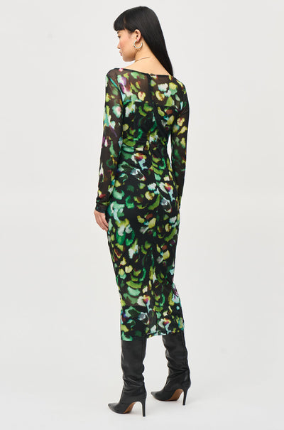 Joseph Ribkoff - Mesh Abstract Print Sheath Dress