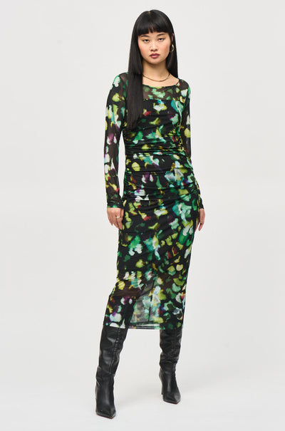 Joseph Ribkoff - Mesh Abstract Print Sheath Dress