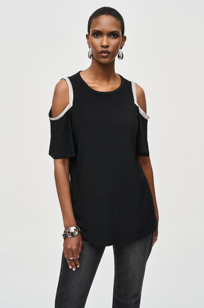 Joseph Ribkoff - Silky Knit Embellished Cold Shoulder Tunic