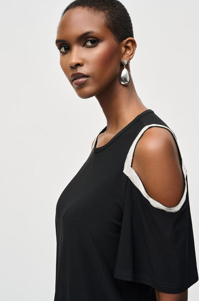 Joseph Ribkoff - Silky Knit Embellished Cold Shoulder Tunic