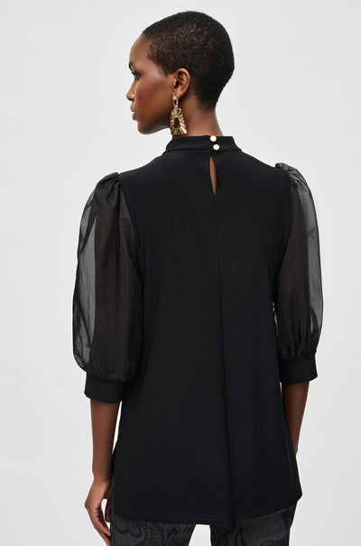 Joseph Ribkoff - Silky Knit and Organza Puff Sleeve Tunic