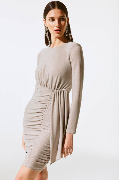 Joseph Ribkoff - Metallic Knit Draped Sheath Dress