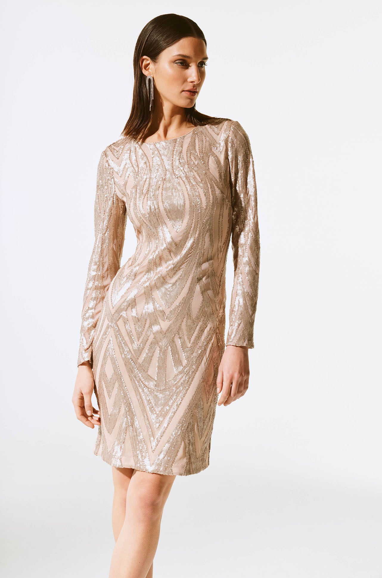 Joseph Ribkoff - Placement Sequins Sheath Dress