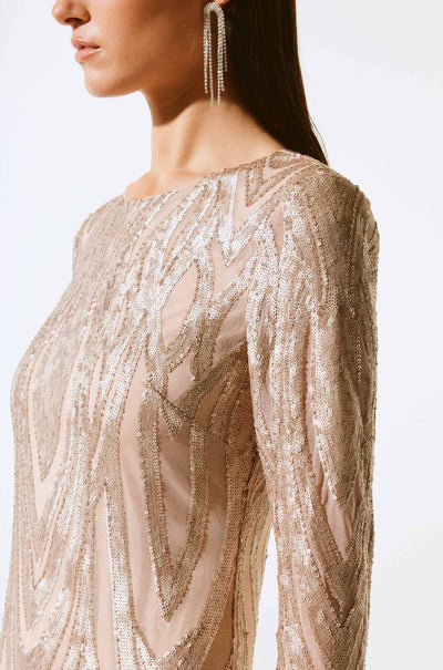 Joseph Ribkoff - Placement Sequins Sheath Dress