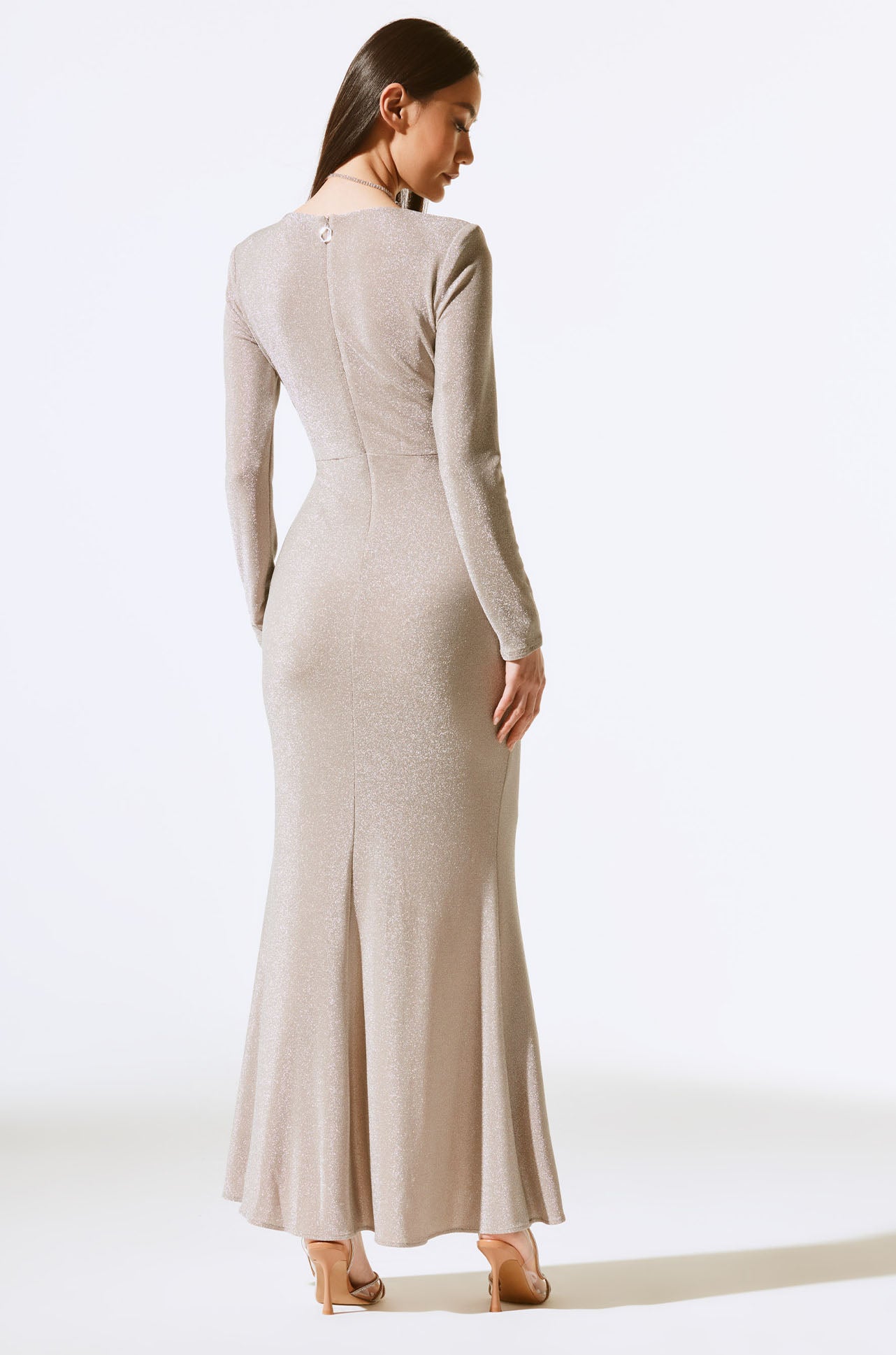 Joseph Ribkoff - Sparkle Knit Long Sleeve Wrap Gown