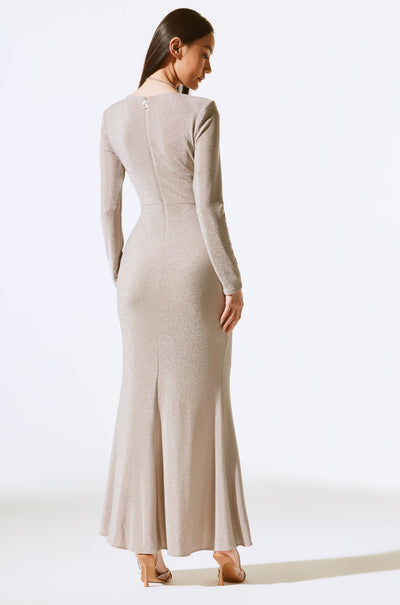 Joseph Ribkoff - Sparkle Knit Long Sleeve Wrap Gown