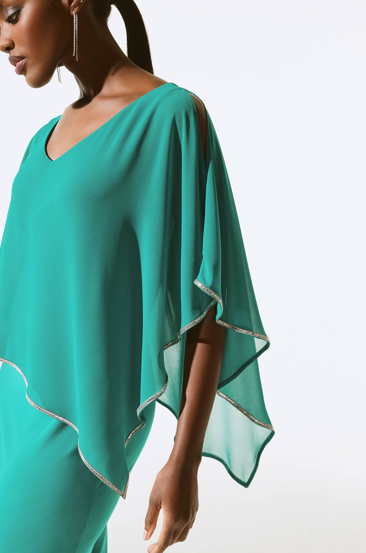 Joseph Ribkoff - Chiffon and Silky Knit Poncho Dress