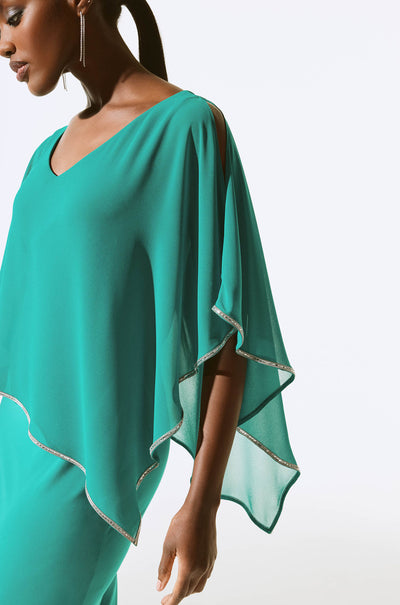 Joseph Ribkoff - Chiffon and Silky Knit Poncho Dress