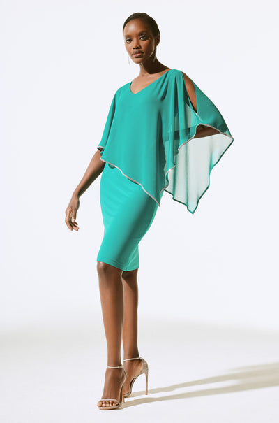Joseph Ribkoff - Chiffon and Silky Knit Poncho Dress