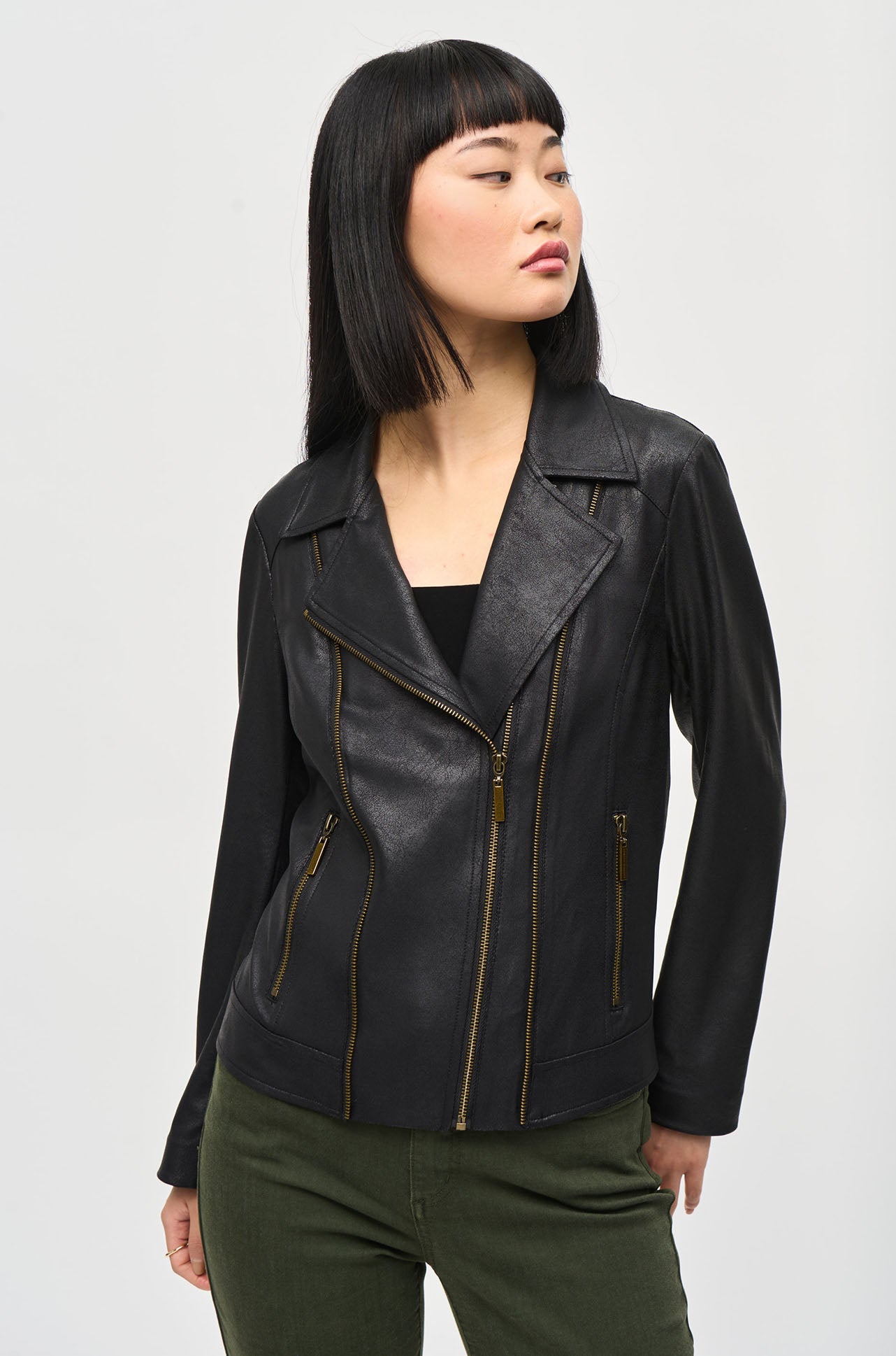 Joseph Ribkoff - Foiled Knit Moto Jacket