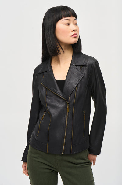 Joseph Ribkoff - Foiled Knit Moto Jacket