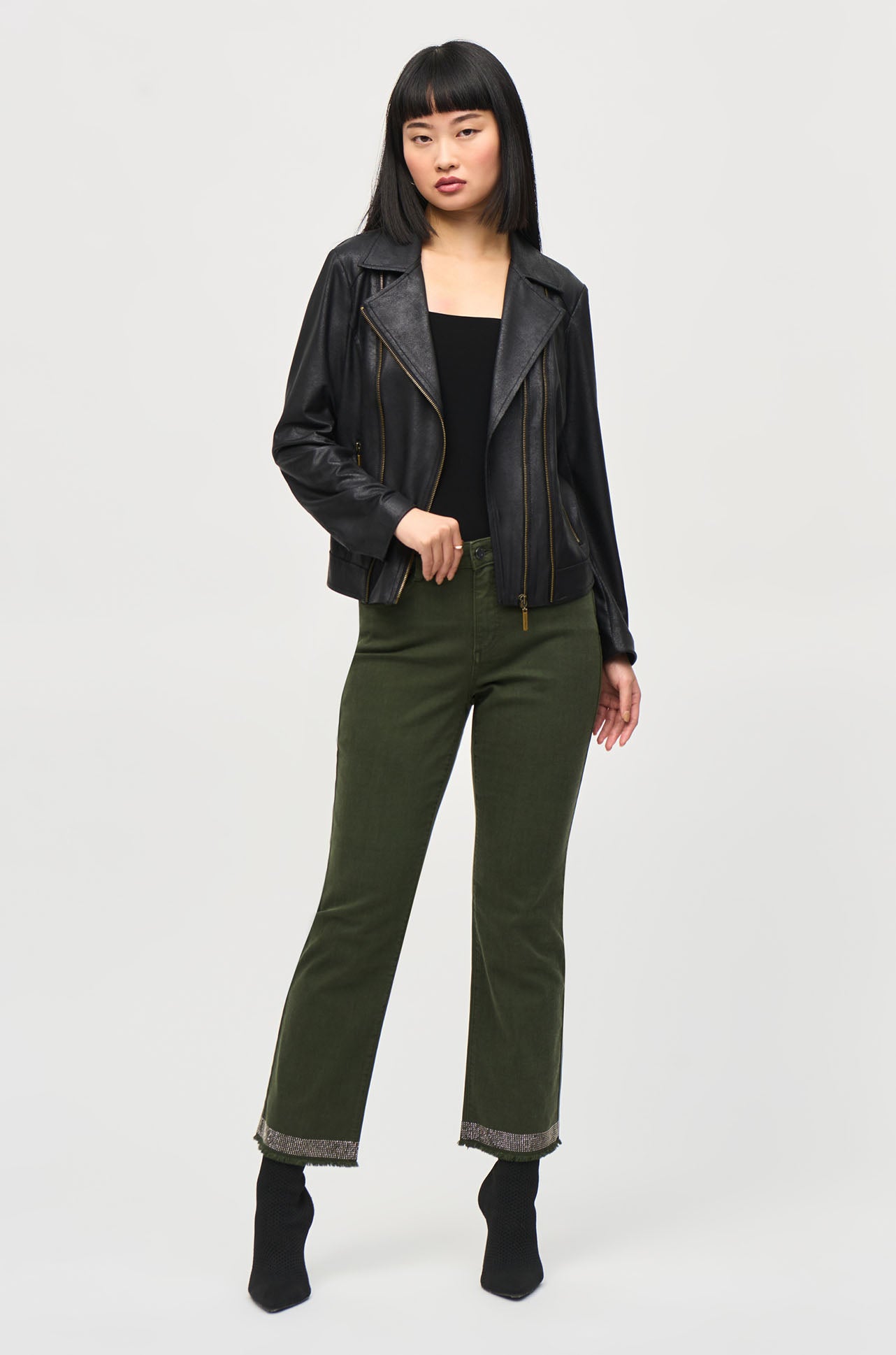 Joseph Ribkoff - Foiled Knit Moto Jacket