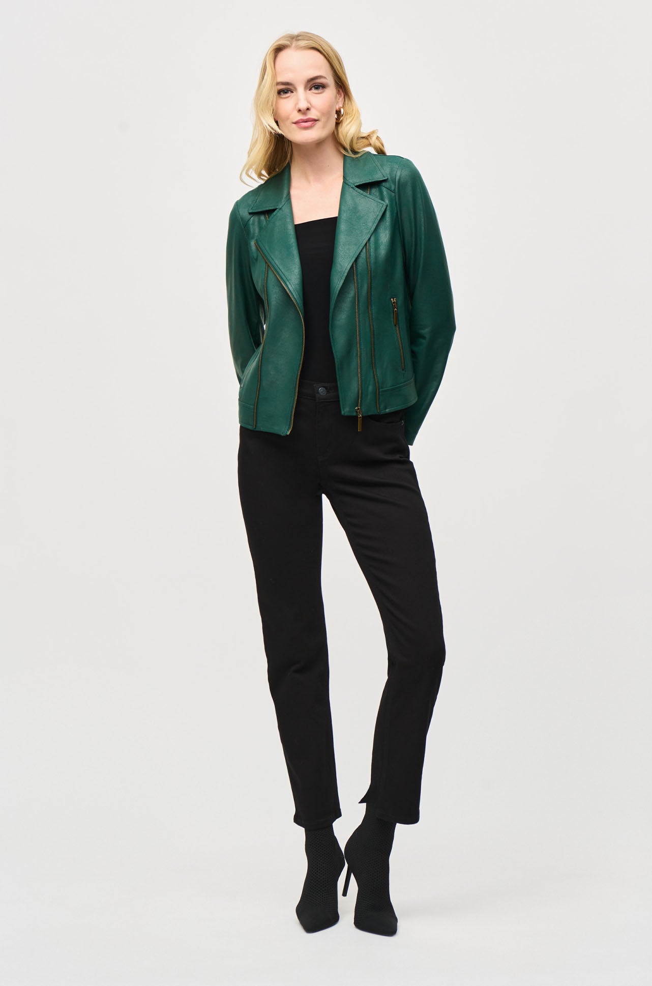 Joseph Ribkoff - Foiled Knit Moto Jacket