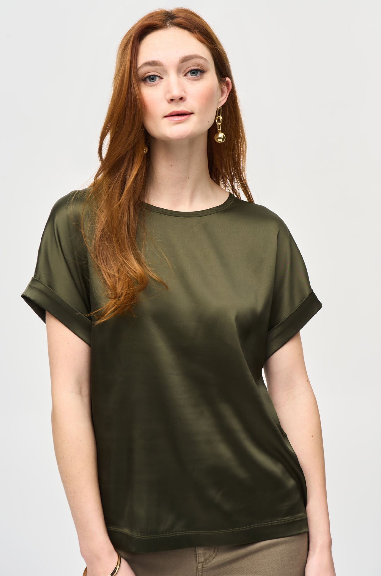 Joseph Ribkoff - Satin Front Short Sleeve Top