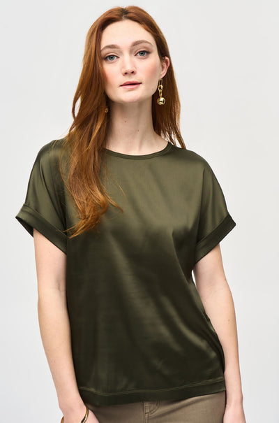Joseph Ribkoff - Satin Front Short Sleeve Top