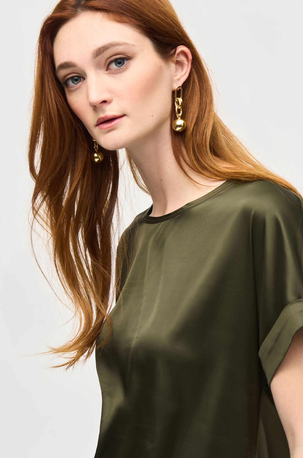 Joseph Ribkoff - Satin Front Short Sleeve Top