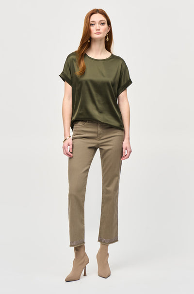 Joseph Ribkoff - Satin Front Short Sleeve Top