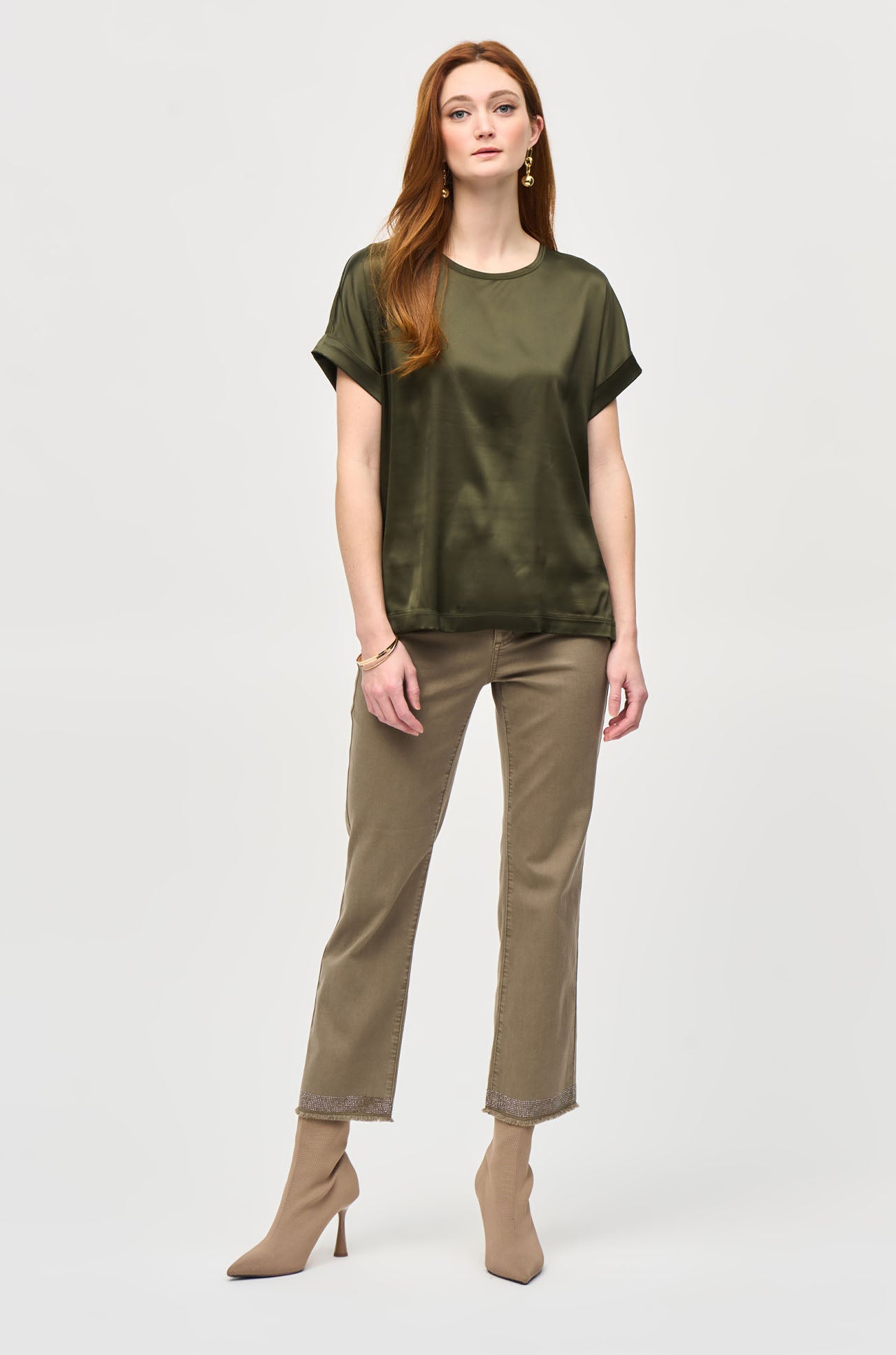 Joseph Ribkoff - Satin Front Short Sleeve Top