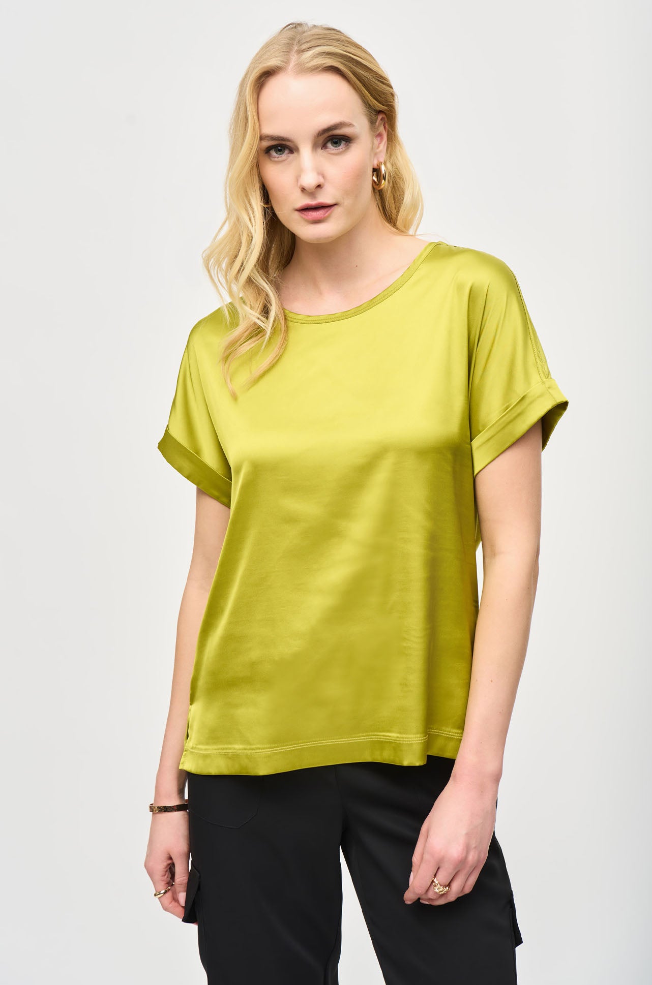 Joseph Ribkoff - Satin Front Short Sleeve Top
