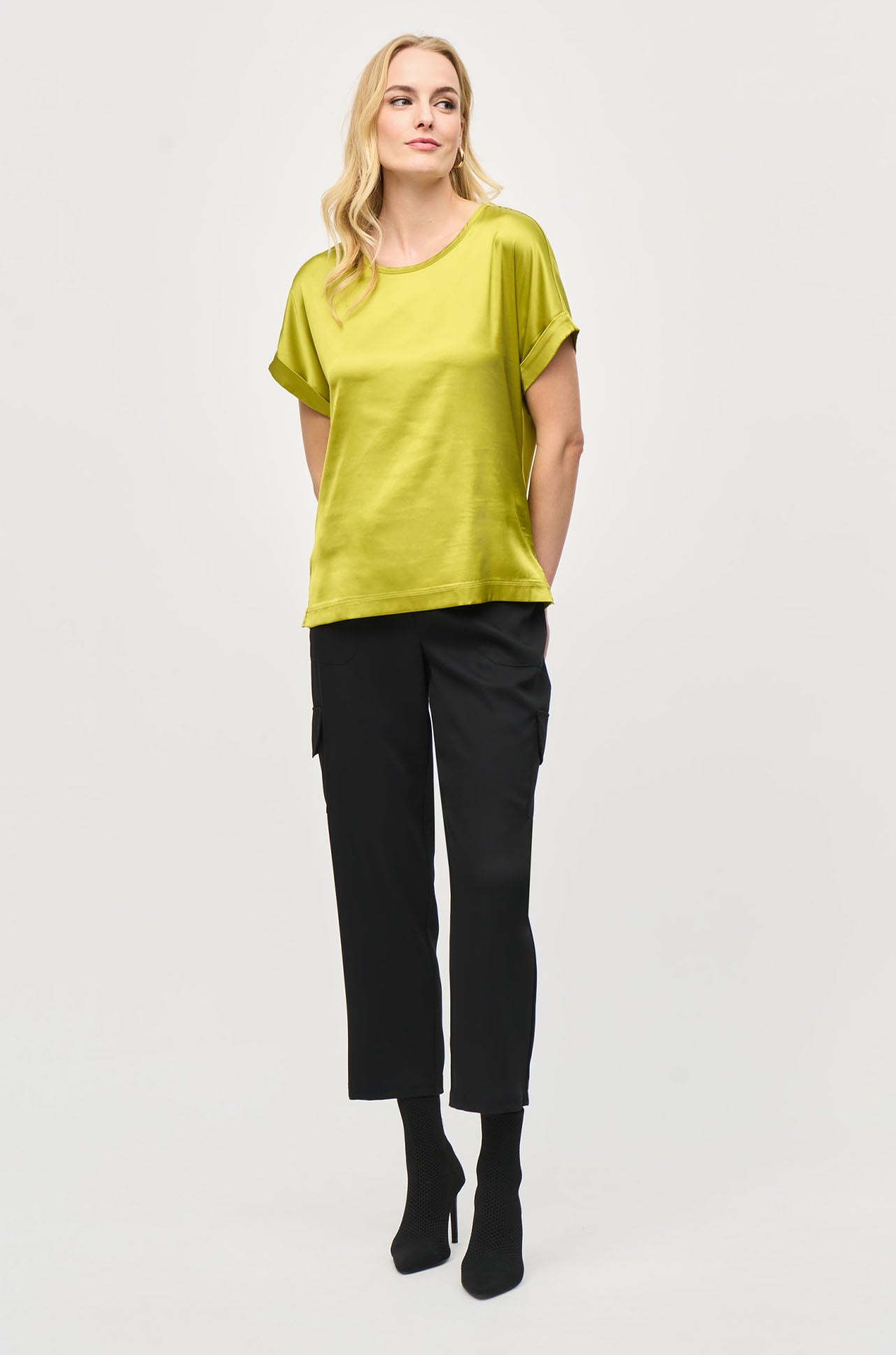 Joseph Ribkoff - Satin Front Short Sleeve Top