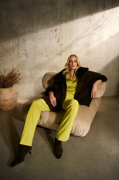 Joseph Ribkoff - Brushed Jacquard and Faux Fur Cape