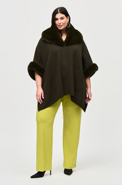 Joseph Ribkoff - Brushed Jacquard and Faux Fur Cape