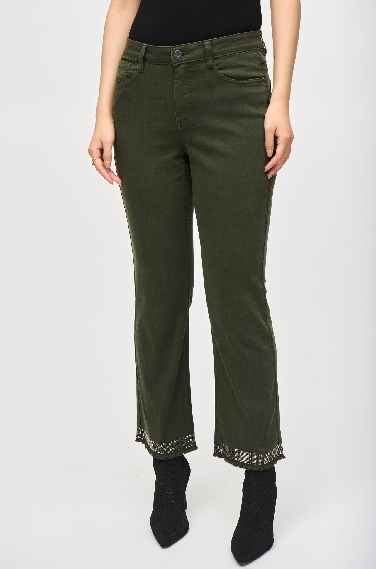 Joseph Ribkoff - Denim Straight Pants with Frayed Hem