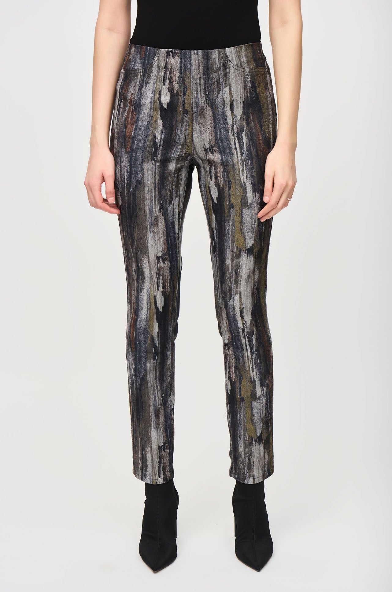 Joseph Ribkoff - Abstract Print Classic Slim Denim Pants