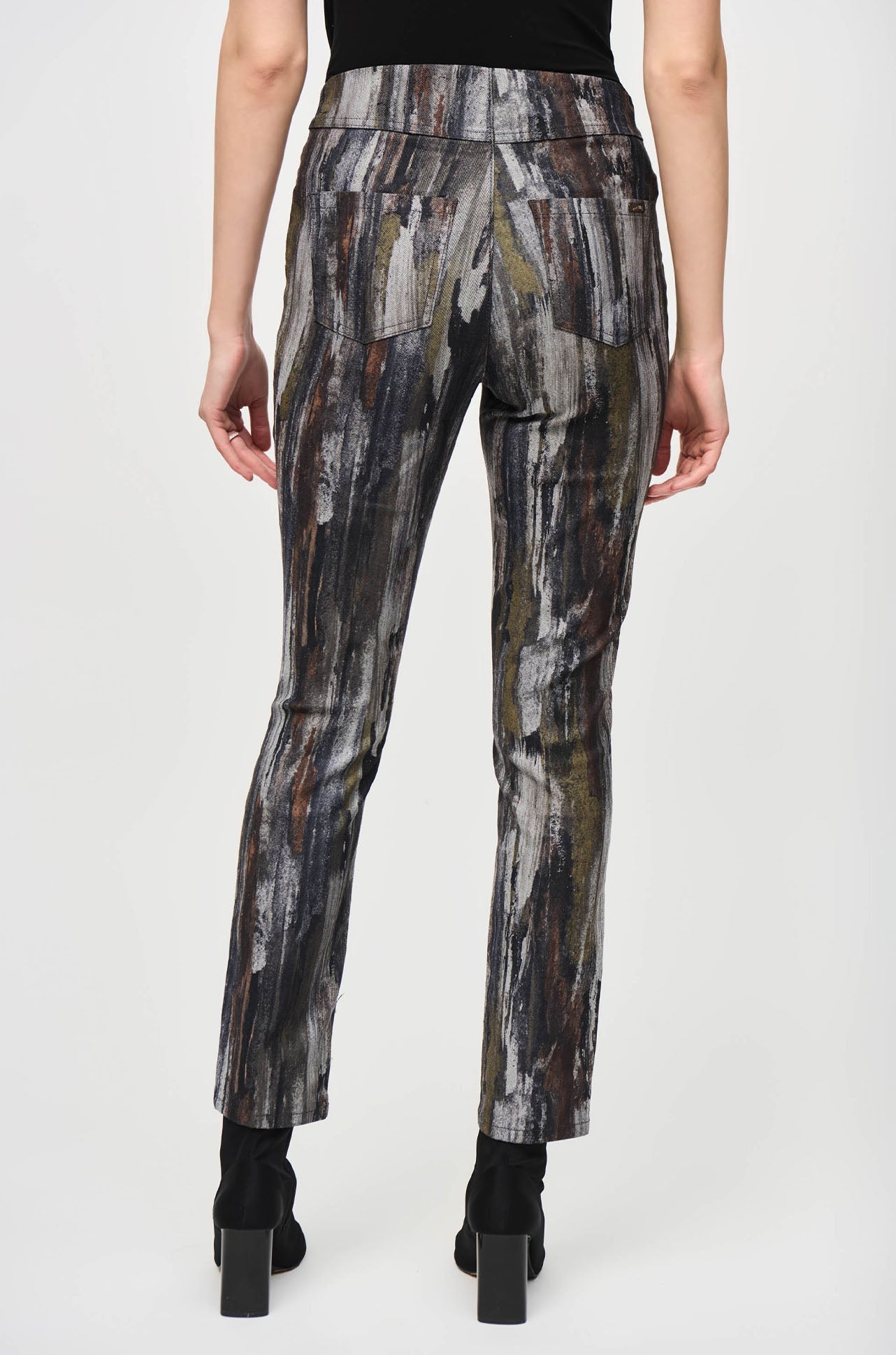 Joseph Ribkoff - Abstract Print Classic Slim Denim Pants
