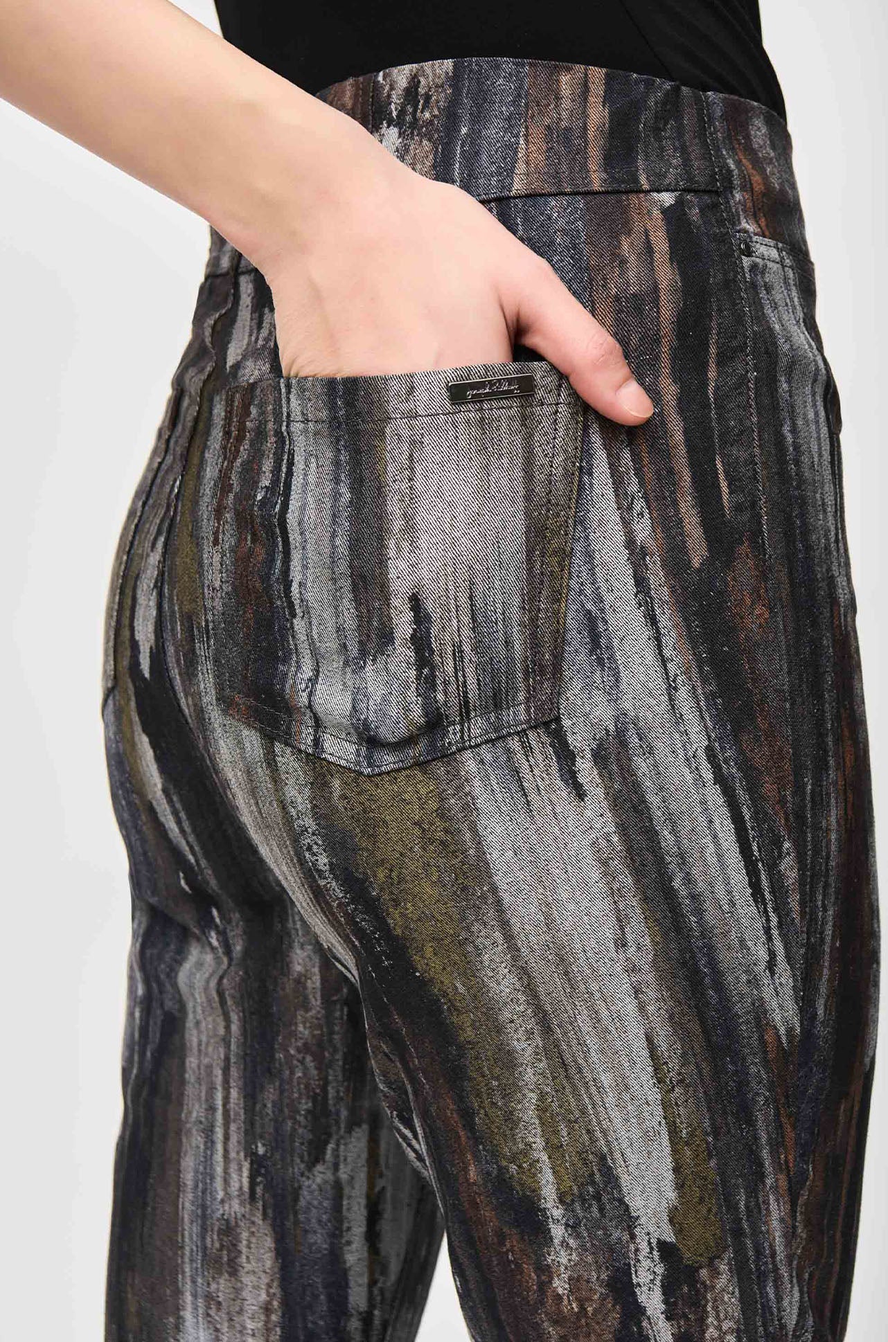 Joseph Ribkoff - Abstract Print Classic Slim Denim Pants