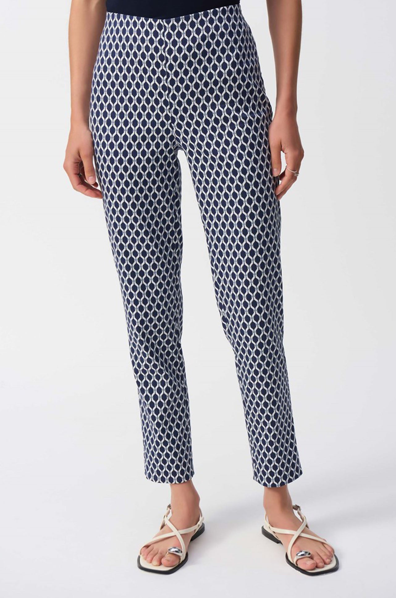 Joseph Ribkoff - Jacquard Geometric Print Slim Fit Pants