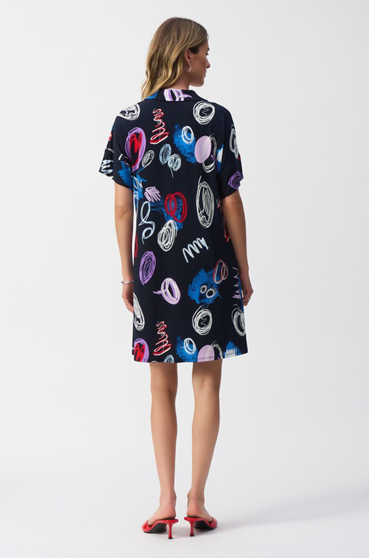 Joseph Ribkoff - Silky Knit Abstract Print A-Line Dress