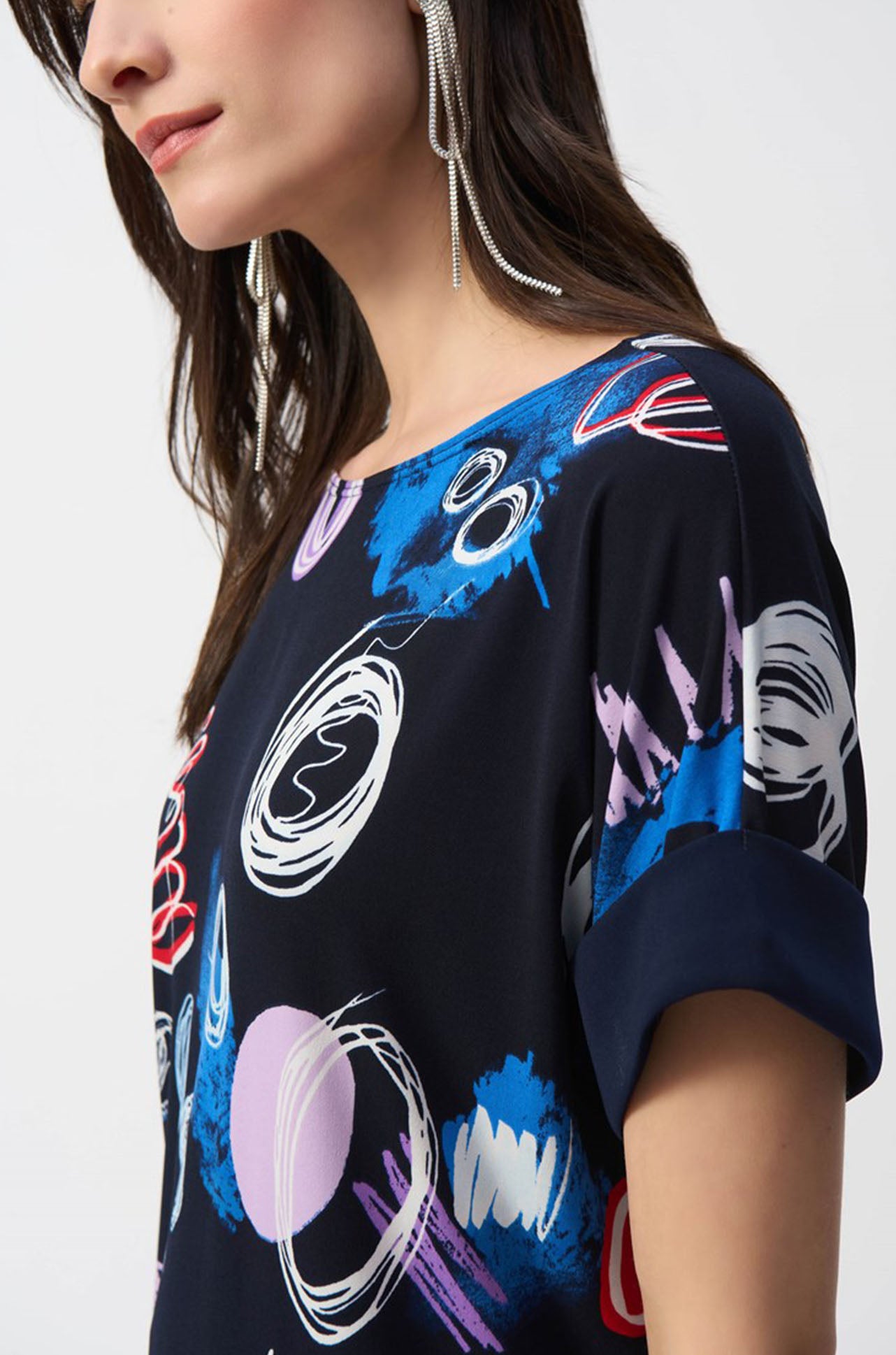 Joseph Ribkoff - Silky Knit Abstract Print Boxy Top