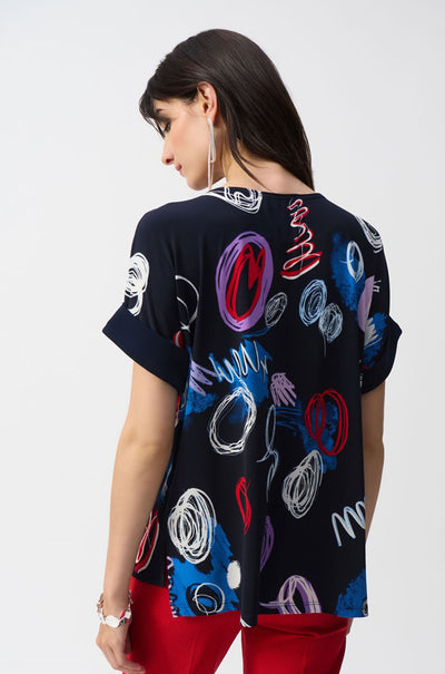 Joseph Ribkoff - Silky Knit Abstract Print Boxy Top