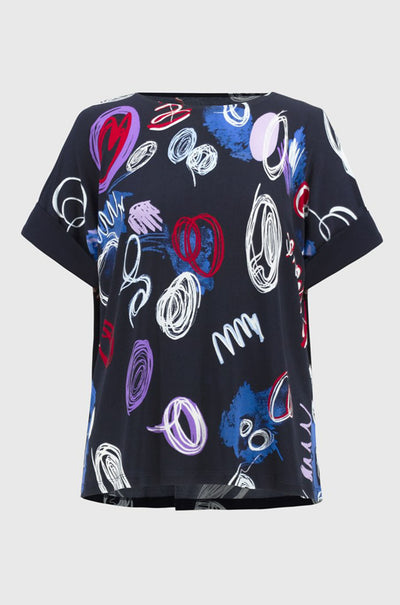 Joseph Ribkoff - Silky Knit Abstract Print Boxy Top