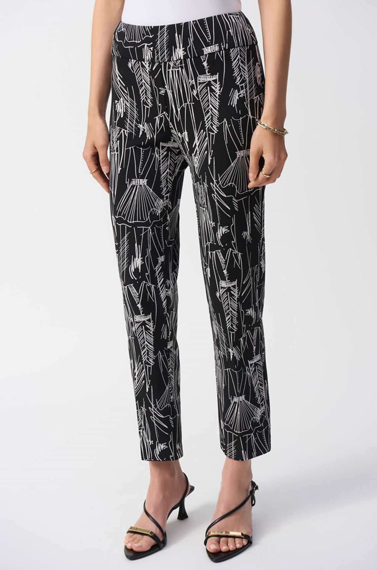 Joseph Ribkoff - Silky Knit Conversational Print Crop Pants