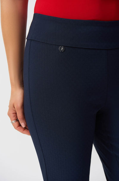 Joseph Ribkoff - Textured Jacquard Crop Pull-On Pants in Midnight Blue